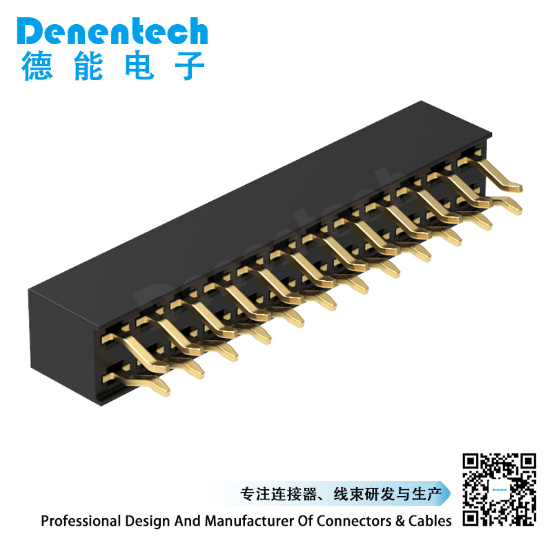 Denentech hot selling 2.54MM female header H5.7MM dual row straight splint female header connector